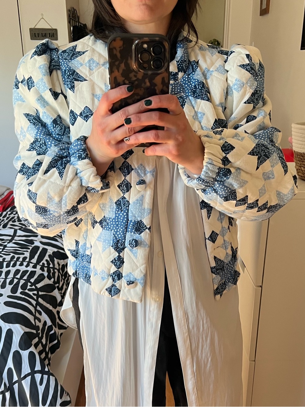 House of Harlow Blue and White Quilted Jacket NEW Small - Picture 2 of 11